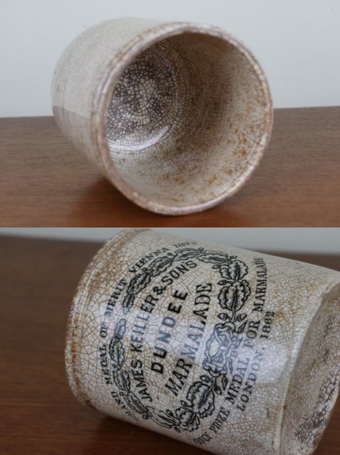 イギリス　アンティーク　マーマレードジャー　陶器　ポット